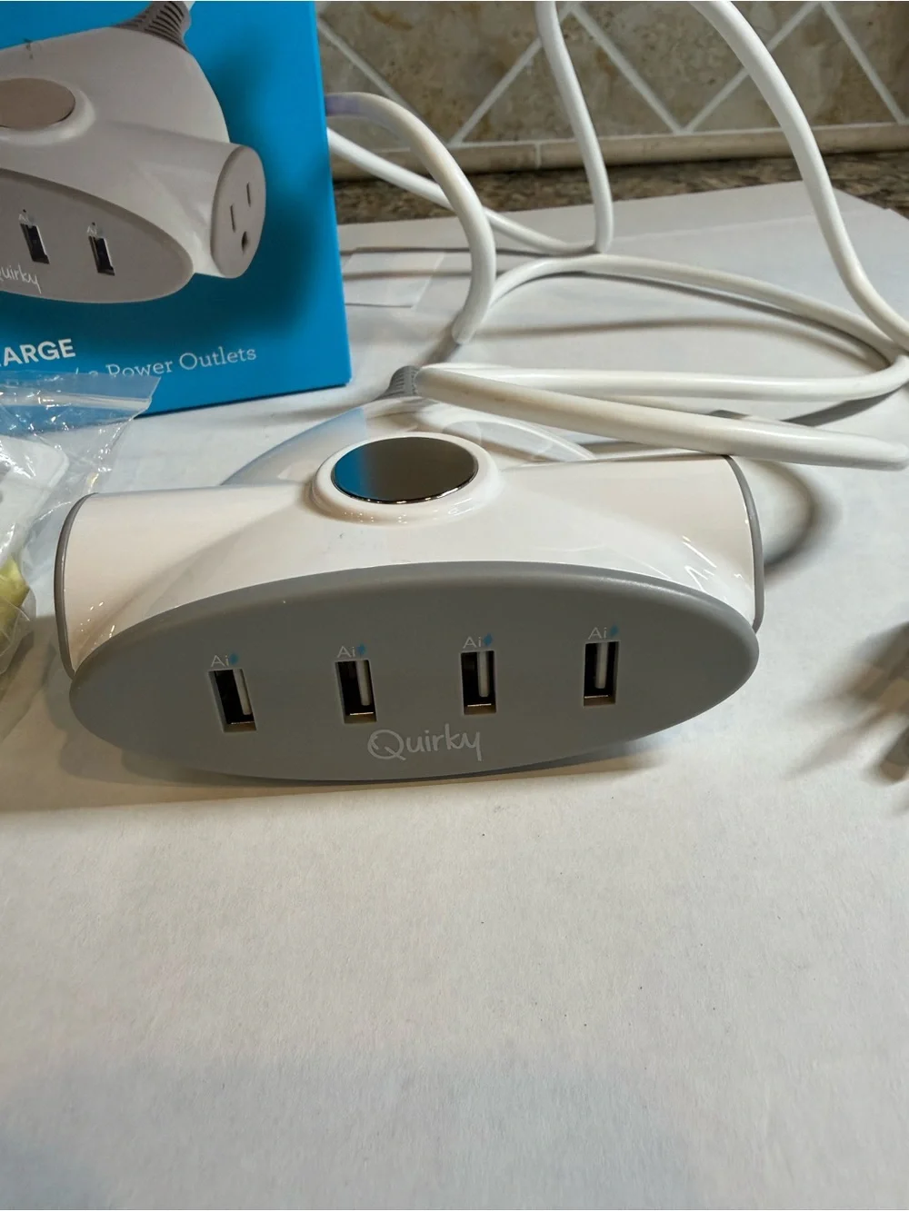 Quirky MagneCharge 30W 4 USB Ports 2 AC Outlets Magnetic Mount Charging Station